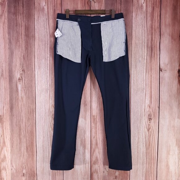 *FLAWS* NWT UNTUCKit Mens Size 35X32 St Clair Straight Leg Pants Navy Blue 40291 - Picture 4 of 13
